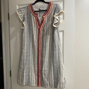 Stripped and Embroidered Dress